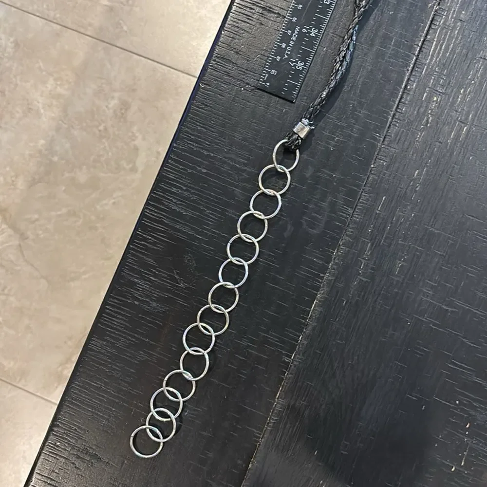 VINTAGE 80S METAL DISC WOVEN ROPE WAIST BELT Distressed Western Boho​